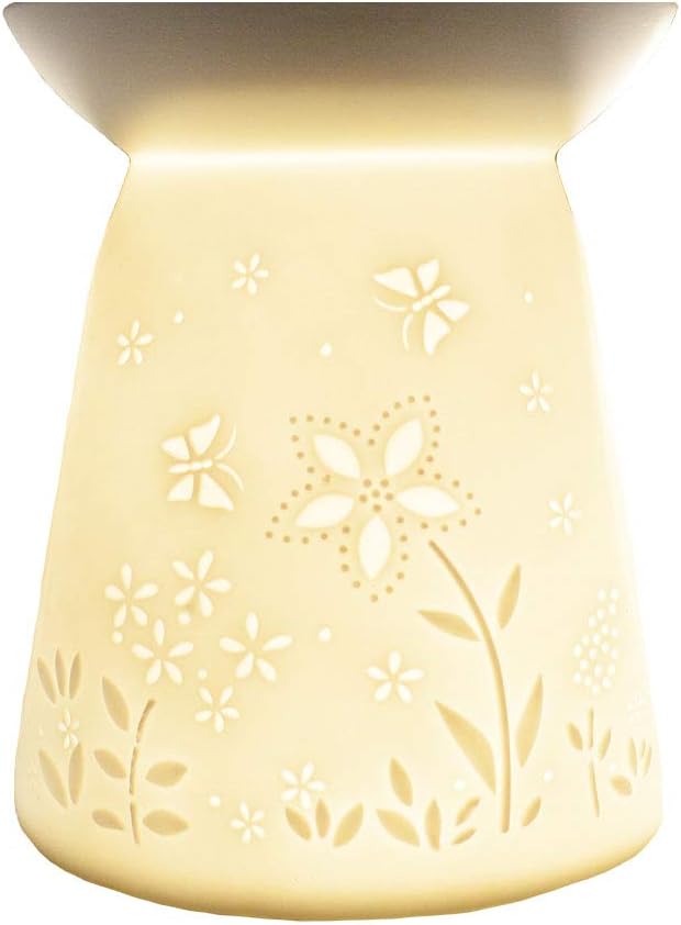 Cello Wax Melt Burner, Flower Design, Tea Light Burner, Porcelain