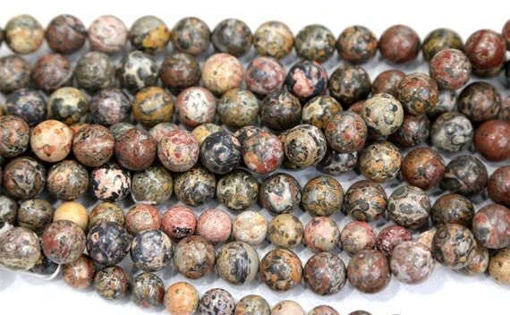 Perles de jaspe léopard naturel ronde 12mm de 38cm pour création bijoux DIY