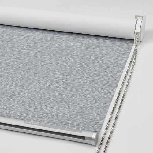 ChrisDowa 100% Blackout Roller Shade, Striped Jacquard Thermal Insulated, UV Protection Fabric. Total Blackout Window Shade for Office and Home. Easy to Install.Lightgrey,40" W x 72" H