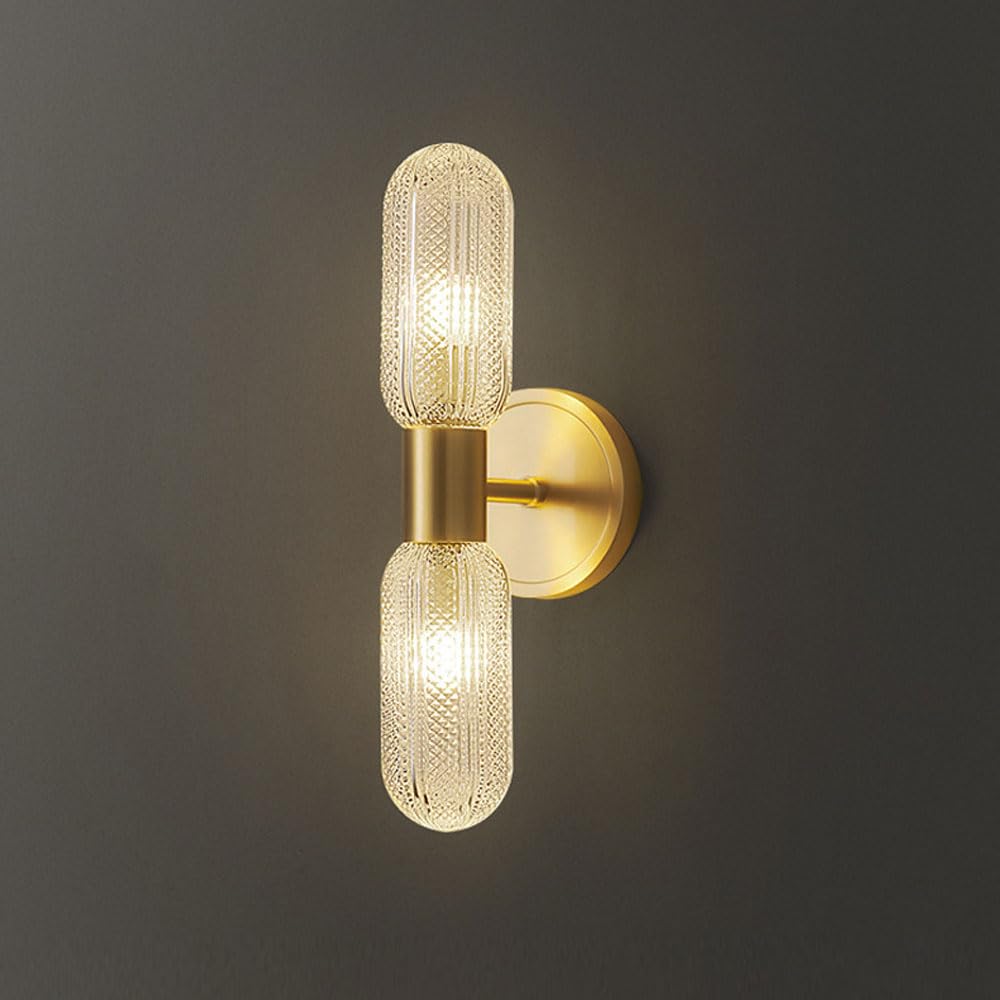 MESOVFCA Elegant Gold Wall Lamps - European Style Decorative Glass Shade Light for Home, Bedroom, Living Room, and More