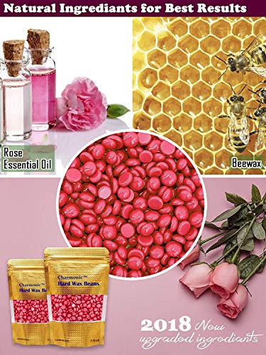 Image of 17.5 Oz Hair Wax Beans by Charmonic, Hard Body Wax Beans, Hair Removal Depilatory Wax European Beads for Women Men 500g /17.5Oz (rose)