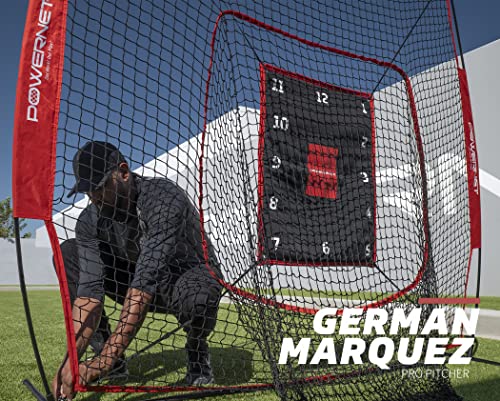 Powernet Numbered Pitching Pad | Baseball Softball Target | Throwing Practice Gear | Lightweight For Easy Travel | Improve Command (Pad Bundle With 7X7 Net) #TOP6