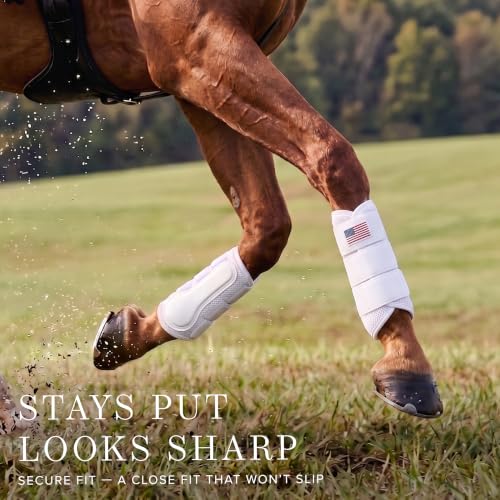 Equestrian Stockholm Horse Brushing Boots, 3D Mesh | Breathable 3D mesh horse brushing boots with reinforced PU strike zone guards. Lightweight horse leg protectors for comfort - Image 4