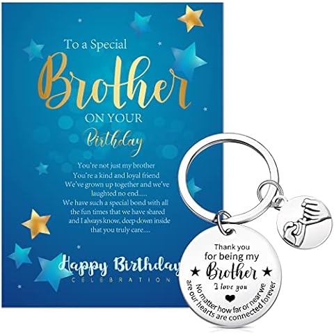 Brother Birthday Card Brother Keyring with Love Envelop Brother Gifts from Sister Brother Thank You for Being My Brother Happy Birthday Gifts Cover