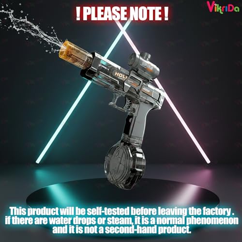 Image of VikriDA Automatic Electric Water Gun with Light-Up Silencer Free Extra Rechargeable Battery Continuous Firing Water Blaster for Kids Beach, Pool & Outdoor Summer Toy