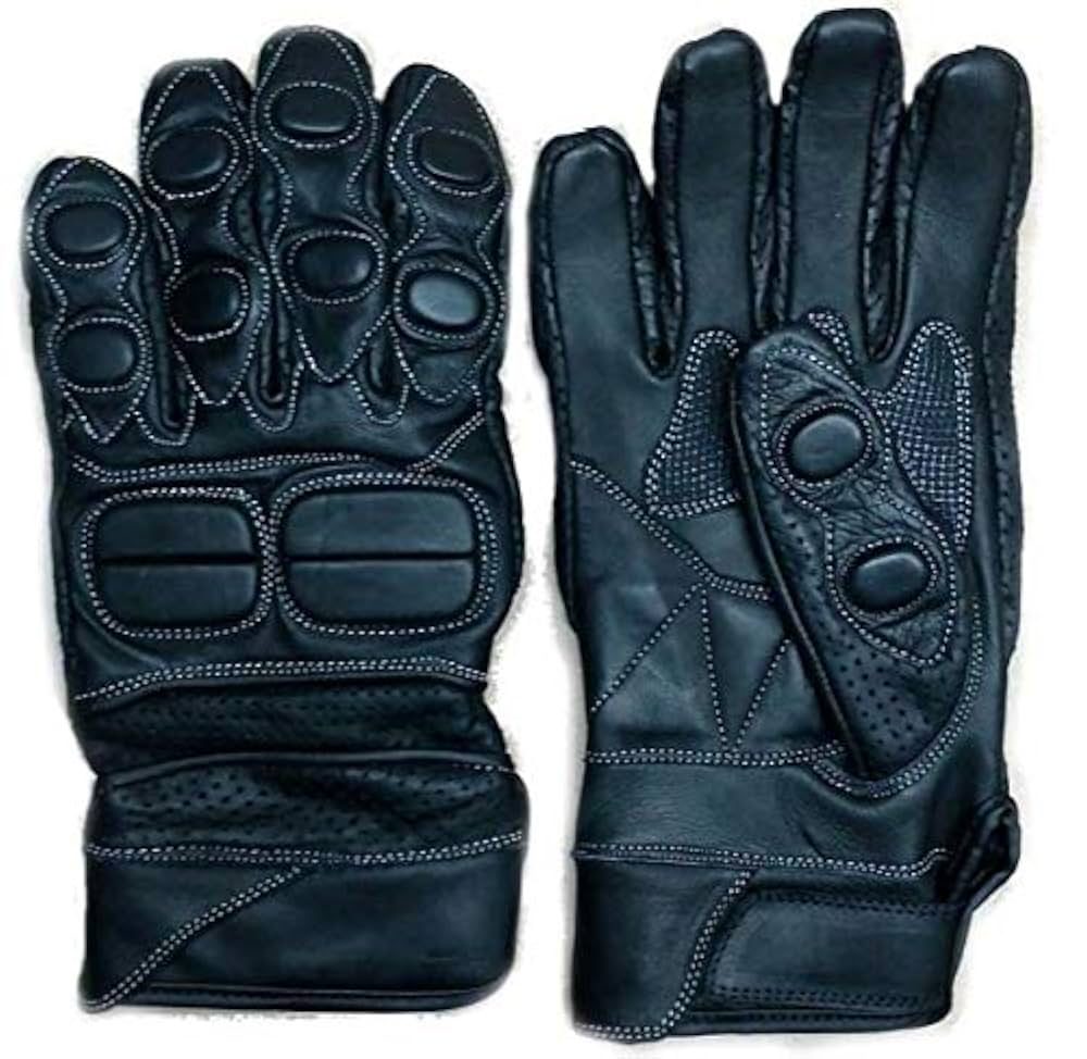 送料210円☆牛革バイクグローブ☆プロテクト☆ショートL （また