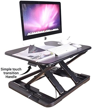 Zeal Desk Eco 27 inch Manual Height Adjustable Converter and Lock Mechanism Desk | Sit to Stand Up Tabletop Riser for Laptop - Black