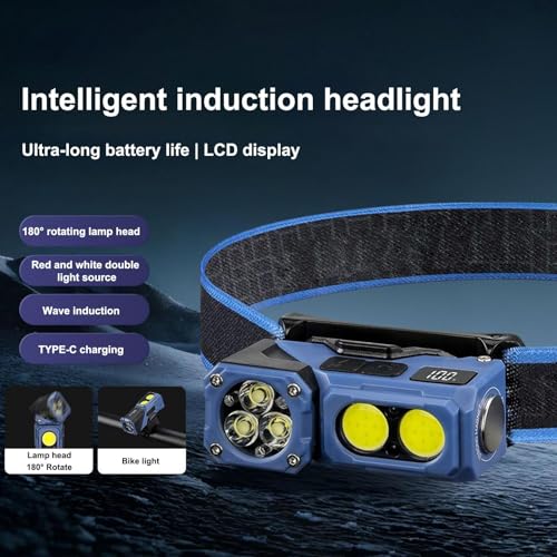 Linterna frontal para senderismo y correr con haz ajustable y batería recargable impermeable 7