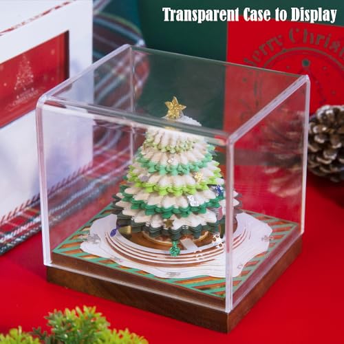 3D Memo Pad, 2024 Calendar 3D Memo Notepad with LED Carving Art Note DIY Sticky Post Cherry Tree Creative Stickers Papers Card Craft for Office/Reading Room/Studio/School Gift (Green Xmas)