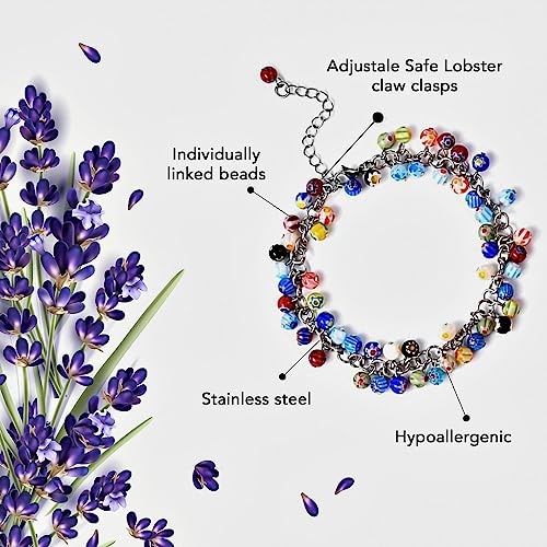 Shop Lc Multicolor Murano Style Bead Charm Ankle Bracelets For Women Adjustable Beach Fashion Foot Jewelry Beaded Anklet In Stainless Steel Boho Gifts Birthday Gifts #TOP4