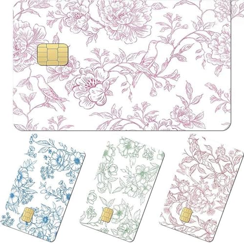 Traditional Chinese Floral & Bird Pattern Credit Card Vinyl Skins - 4-Piece Set, Privacy Protection, Easy to Apply & Clean, Mult
