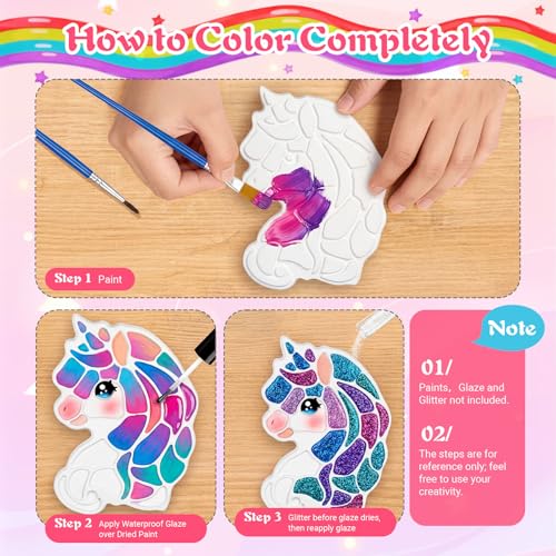 Manualidades de yeso Lewtemi para evitar el aburrimiento infantil en casa con arte de unicornio 4