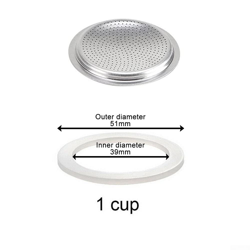 1Pcs Silicone Gasket Seal for RING Replacement Washer and Filters Stovetop Espresso Maker Replacement Silicone 1-12 Cup Size Gasket Seals and Filter Screen for Express Moka Pot(6 Cup+Sieve) - Image 3