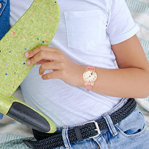 VILLCASE Gato Crianças Assista Desenhos Animados Crianças Relógio de Pulso de Couro Falso de Metal À