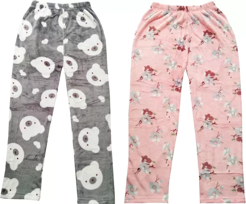 Sizzers Pack of 2 Women Pyjama || Fluffy Sleepwear Printed Pajama || Legging for Casual || Multicolor Fleece || Night Pajama For Girls || Soft And Comfortable-image-20