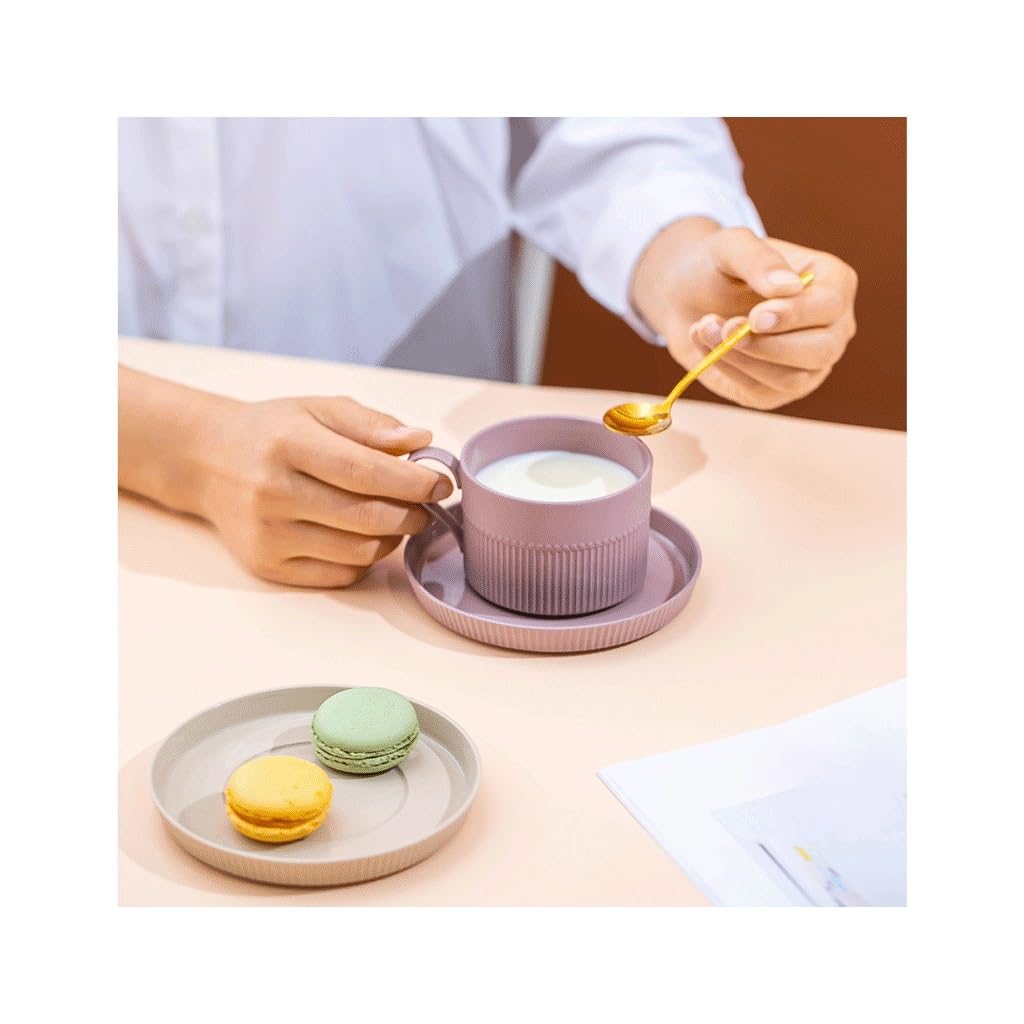 Kaffeetasse, einfache Keramik, kreative Latte-Kunst-Tasse, französisches Set, Zuhause, Büro, Nachmittagstee, hängende Ohr-Kaffeetasse, Untertasse (D)