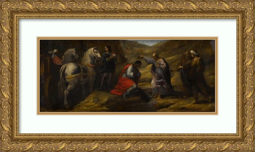 ArtDirectFlaminio Allegrini 18x10 Gold Ornate Frame and Double Matted Museum Art Print Titled - Baptism of the Moor