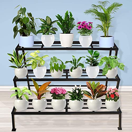 GROWING ART 3 Step Rubberized Base Planter Stand for Multiple Plants and Pots Stand, Indoor Shelf Holder Rack, Gardening Stand,Indoor Outdoor ( Black) GROWING ART 3 Step Rubberized Base Planter Stand for Multiple Plants and Pots Stand, Indoor Shelf Holder Rack, Gardening Stand,Indoor Outdoor ( Black)