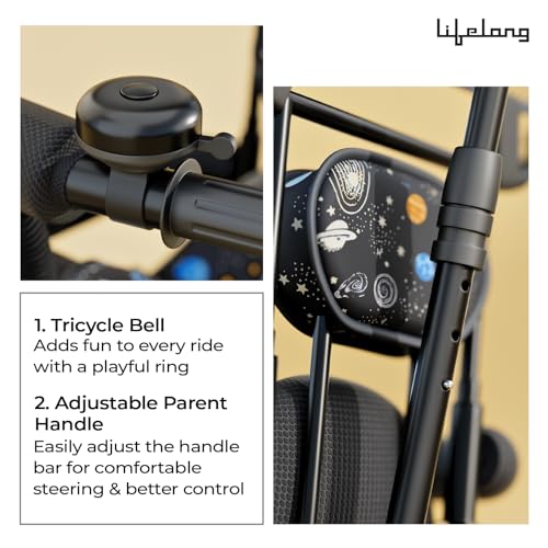 Image of Lifelong Kids Harness Parental Control Tricycle with EVA Wheels, Bell & Storage Basket|Baby Trike|Age Group 1 Years to 4 Years Carrying Capacity Upto 25 kgs