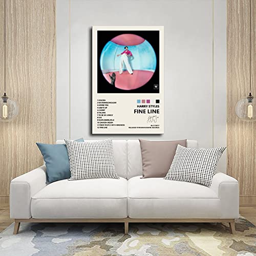 Wanmly Harry Poster Styles Fine Line Music Album Cover Signed Limited Edition Canvas Wall Art Decor Print Picture Paintings For Living Room Bedroom Decoration Unframe:16X24Inch(40X60Cm) #TOP4