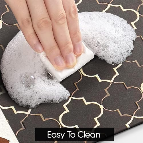 Image of Yellow Weaves- Non-Slip Kitchen Floor Mats, Water Absorbent, Rugs,Standing Rubber Mats for Kitchen, Office, Sink and Laundry Room, Moroccan (Pack of 2)
