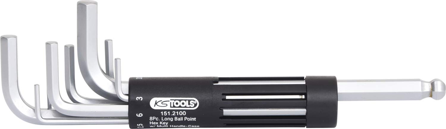 KS Tools 151.2100 - Pack de 8 piezas con llaves Allen de cabeza de bola y hexágono interior 3 en 1 (tamaño: 2-10 mm)