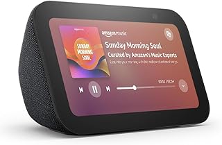 Echo Show 5 (Newest gen) | Smart display and alarm clock with clearer sound | Charcoal