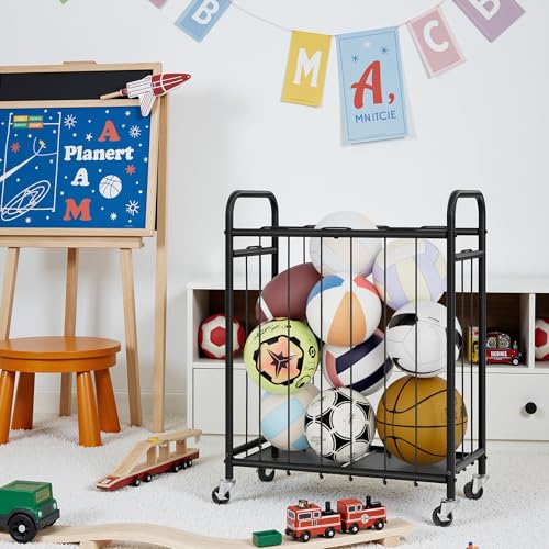 StorageWorks 160L Ball Cart with Wheels, Sports Ball Storage for Garage - image 6
