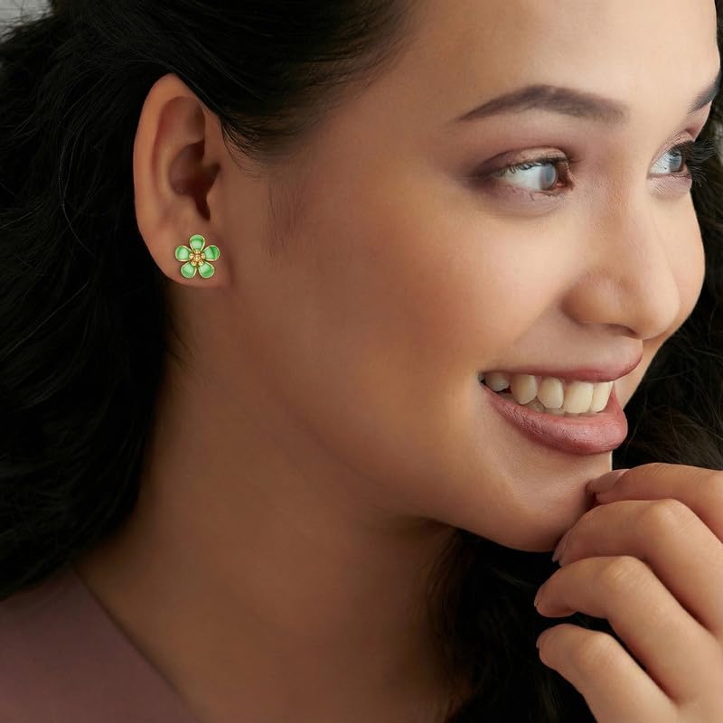Image of Kisna 9 /14 /18 KT Florishine Yellow Gold Earring For Women