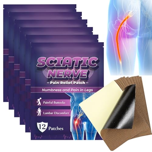 LYPPUL Sciatica Pain Relief Patches 72 Pcs Sciatica Pain Relief Products Sciatic Nerve Pain Relief Patch Relieve Buttock Pain Thigh Hemp & Calf Numbness