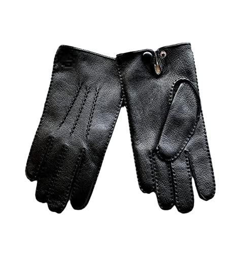 Guantes de cuero cosidos a mano de alta calidad con forro de lana fina para hombre