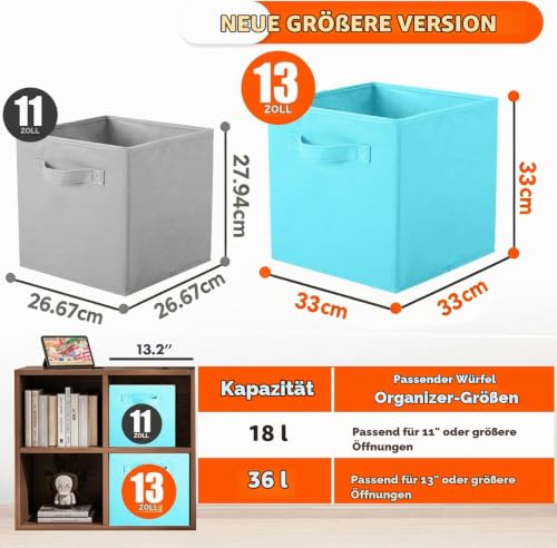powerking Aufbewahrungsbox Organizer aus Stoff, 6 Stück faltbar Aufbewahrungswürfel Aufbewahrung Box in Würfelform, 33 x 33 x 33 cm… – Ansicht 5