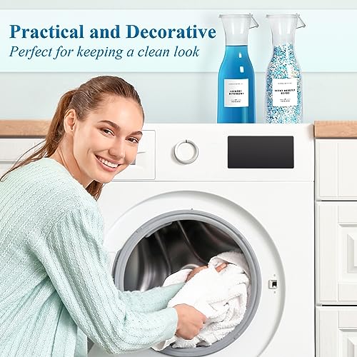 Image of Laundry Detergent Dispenser Bottle 40oz with Waterproof Label for Laundry Detergent Soap Fabric Softener Bleach Scent Booster Beads, Sturdy PET Bottle for Laundry Room Decor 2 Pack
