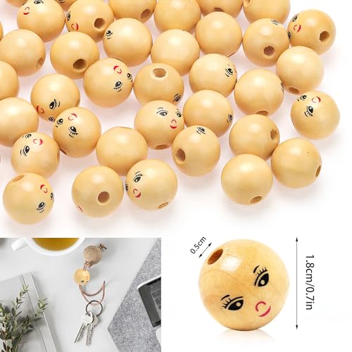 RNHDLY 50 Pezzi Perlin Legno 18mm Palline di Legno...