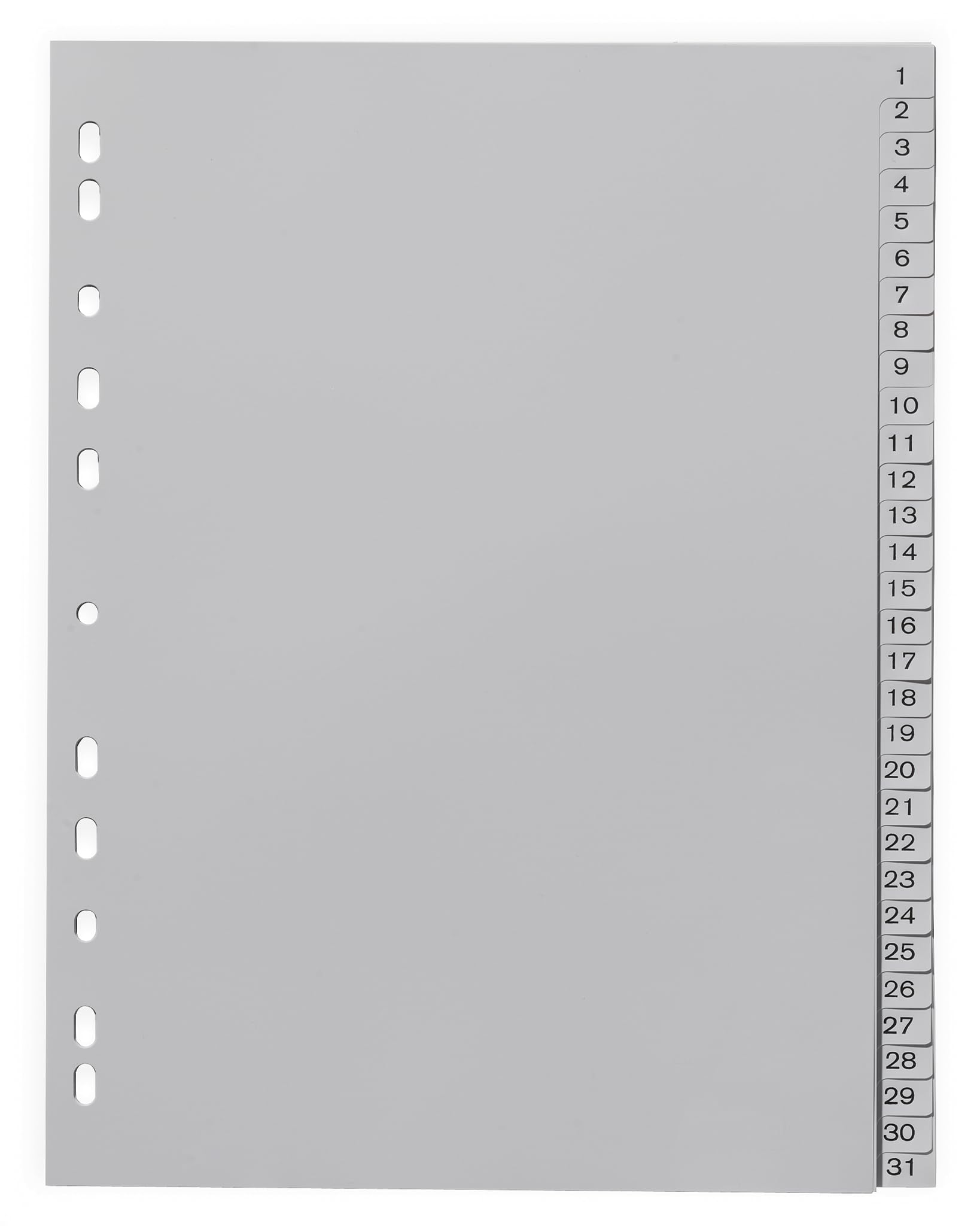 Papiertiger Register PP (1-31 Grau PP, DIN A4 | 30 Stück)