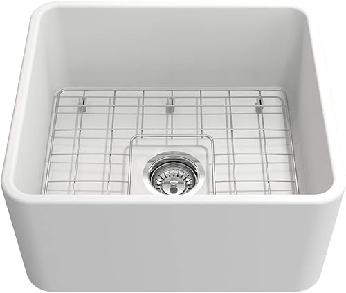 Miniatura 342 de BOCCHI Classico Farmhouse Delantal de arcilla refractaria delantera de 20 pulgadas. Fregadero de cocina de un solo tazón con rejilla inferior Café