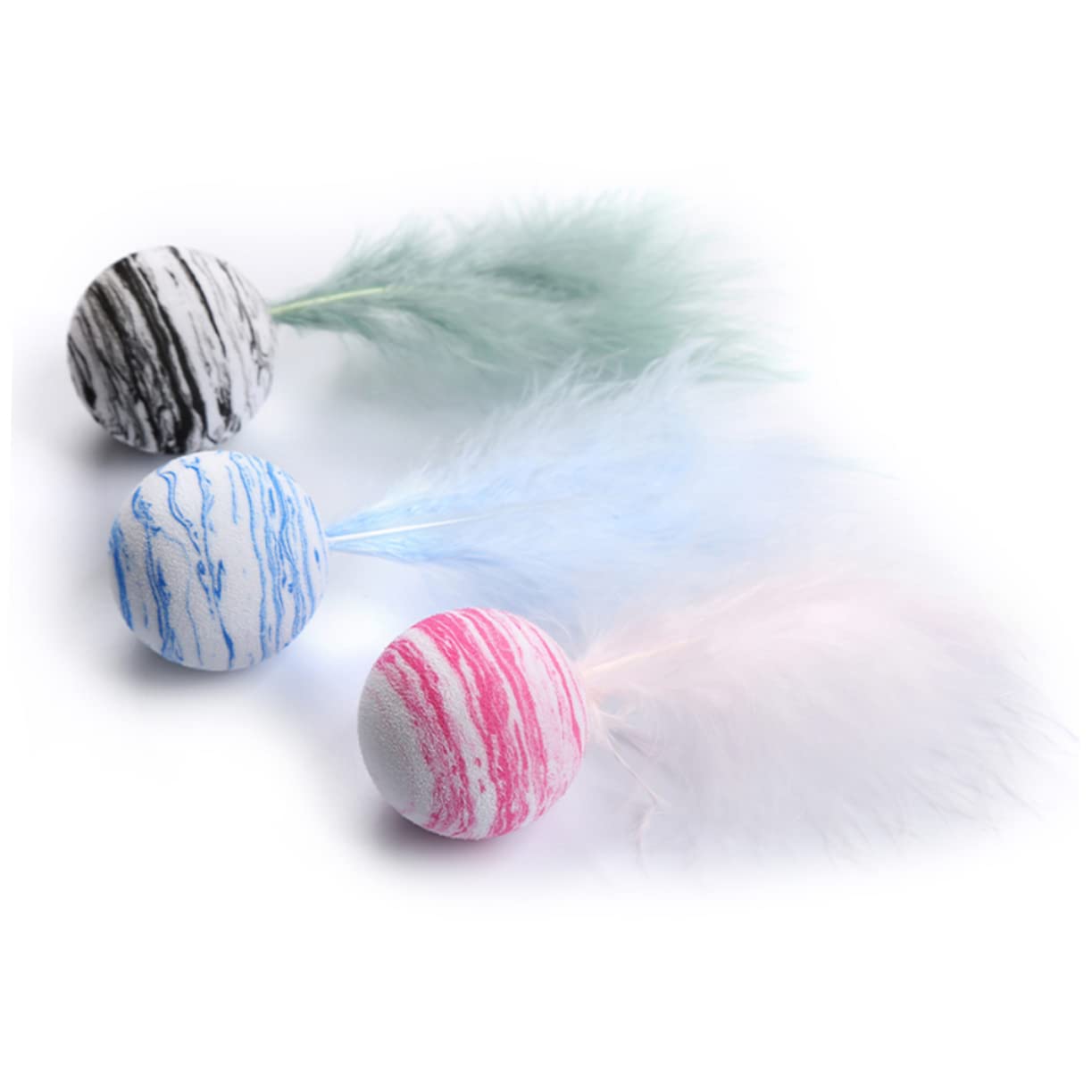 BCOATH 5Pcs Cat Supplies Feather Star Ball Cat Plaything Interactive Biting for Kittens Random Color for Indoor Play and Engagement