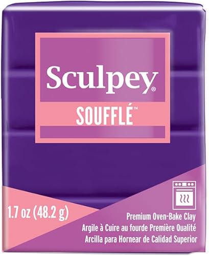 Polyform Sculpey Soufflé - Arcilla de horno de polímero para horno, color morado real, no tóxico, barra de 1.7 onzas, ideal para hacer joyas,
