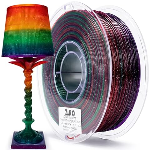ZIRO Fast Gradient Twinkling PLA, Multicolor PLA Filament 1.75mm 1kg, Transluent 3D Printing Filament, Dimensional Accuracy +/-0.03mm, Fit Most 3D Printers, Chromatic Glitter