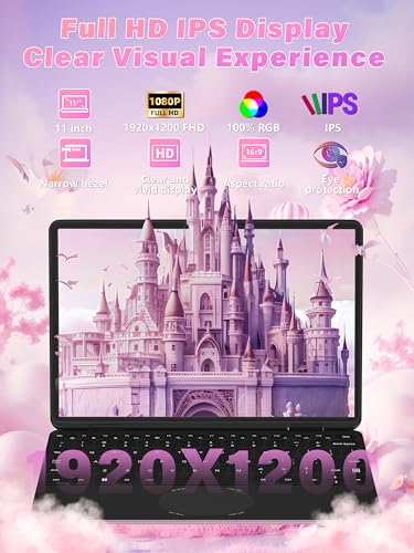 Image of 11 inch Pink 2-in-1 Convertible Touchscreen Laptop, FHD (1920x1200) IPS Display,Celeron N95 Processor, 16GB RAM 256GB SSD, Facial Recognition, HD Camera, Backlit KB, USB-C,Win 11 Pro for Students & Travel