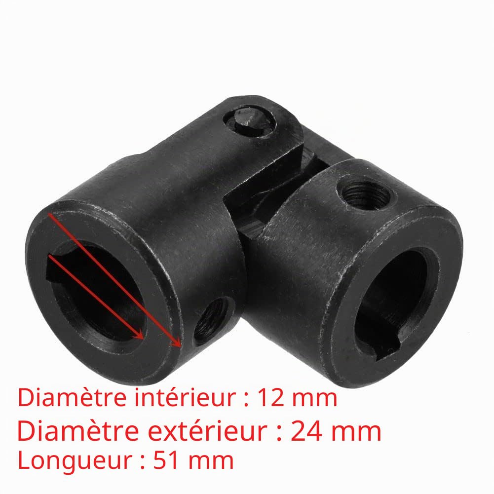 Joint d'Accouplement d'Axe, Connecteur de Moteur de Direction de Bricolage avec Rainure de Clavette 12 * 24 * 51mm