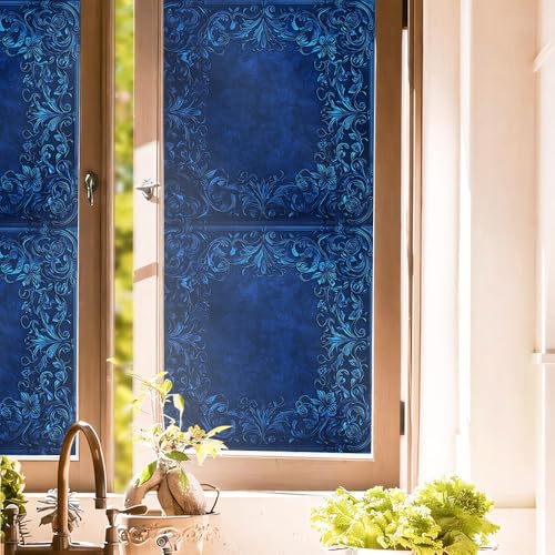 Vinilo decorativo para ventana azul 15.7x118 pulgadas miniatura 1