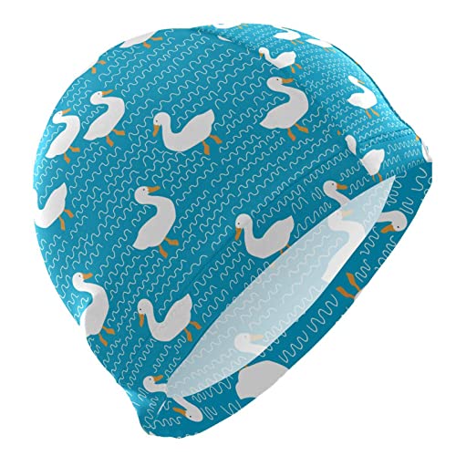 Dallonan Swimming Cap Unisex Adult Swim Cap Swimming Birds Polyester