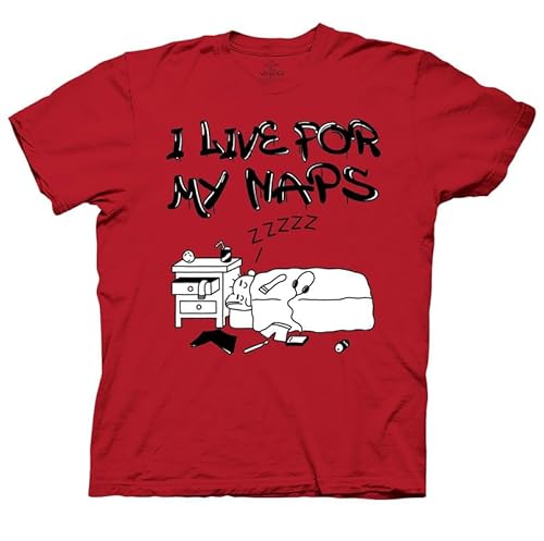 Ripple Junction Diary of a Wimpy Kid Comic Men's Short Sleeve T-Shirt Rodrick I Live for My Naps Officially Licensed Red 2XL