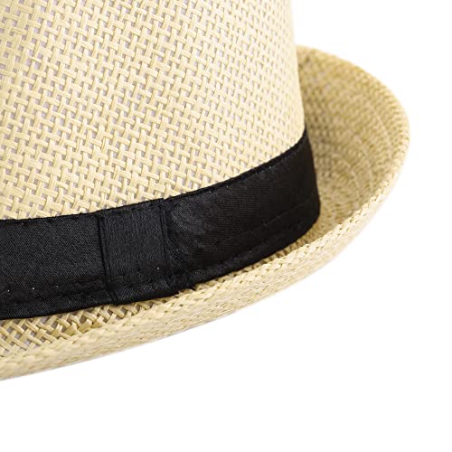 Faleto 4331523090 Unisex Summer Panama Straw Fedora Hat Short Brim Beach Sun Cap Classic  thumb #3