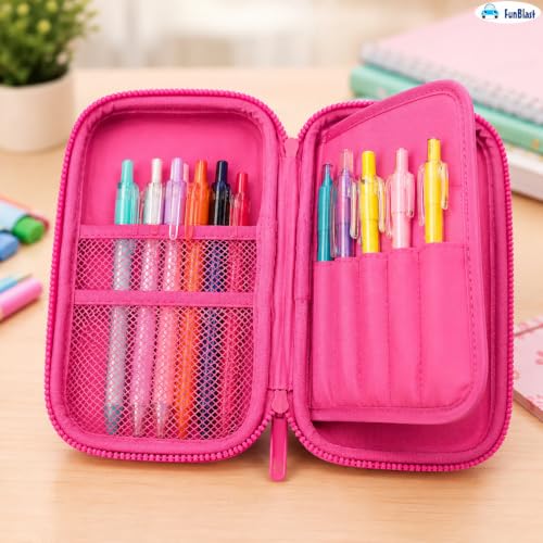 Image of FunBlast Unicorn Pencil Case for Kids - Multipurpose Hard Top Canvas Zipper Pencil Case, Pen & Pencil Pouch Bag Case for School Supplies for Kids (Pink)