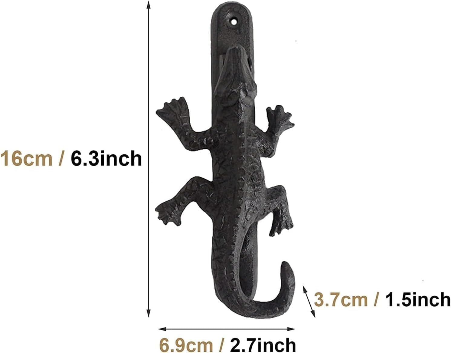 TIST Iron Door Knocker Front Door Cast Iron Creative Crocodile Door Knock Rustic Personalized Door Handle Farmhouse Ring Knocker Surface-Mounted Installation