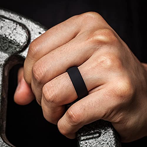 ThunderFit Silicone Wedding Rings for Men, 2 Layers Top Design Bands 8.5mm Wide 2.5mm Thick - 1/4/8/12 Variety Multipack3
