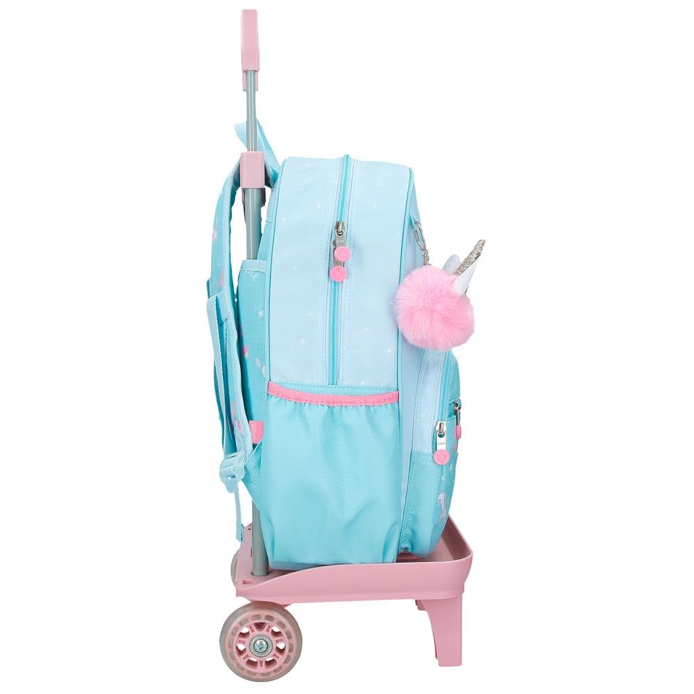 Enso Unicorn Paradise mochila infantil, mochila escolar, fabricada en Poliéster, ruedas dobles de giro multidireccional, Múltiples formas de usarlo, azul.