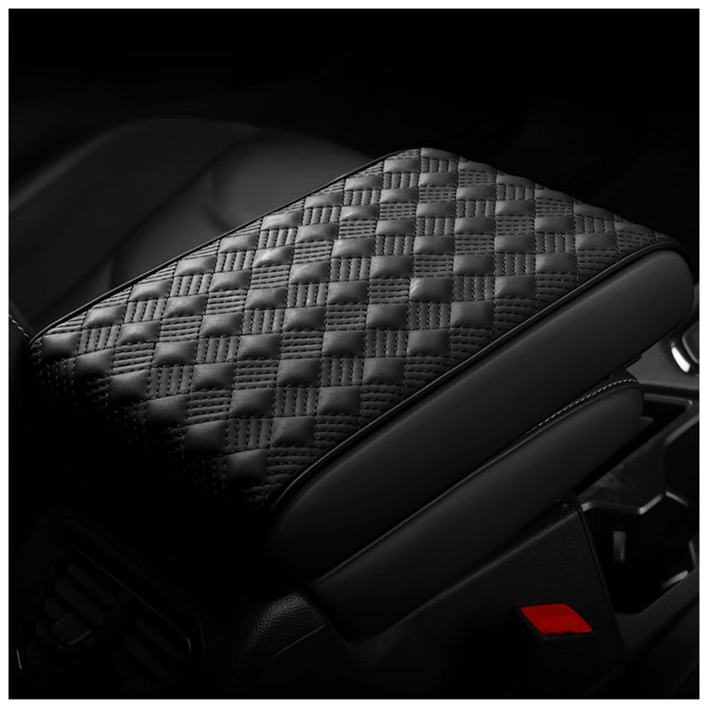 Car Center Console Cover,Leather Arm Rest Cover for Car Center Consoles with Comfortable Support,All Seasons Universal Car Armrest Cover Car Accessories for Women Men (Black)